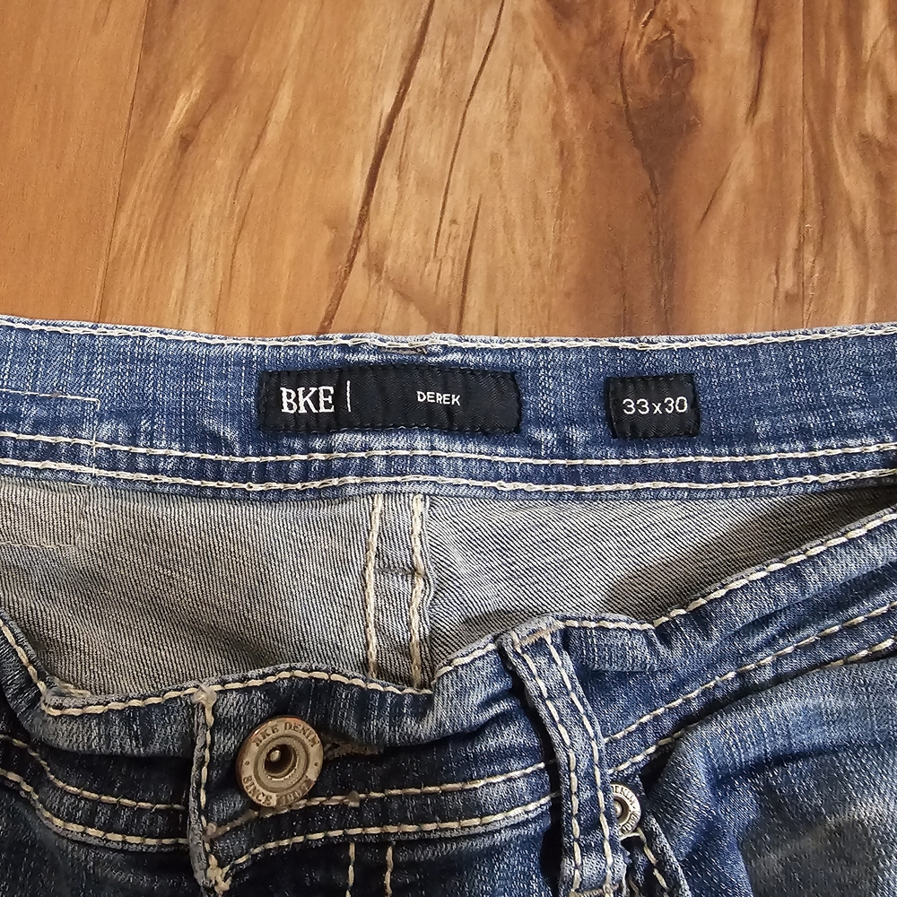 BKE Derek Men's Straight Leg Jeans in Light Blue Wash 33 X 30 - Picture 3 of 4